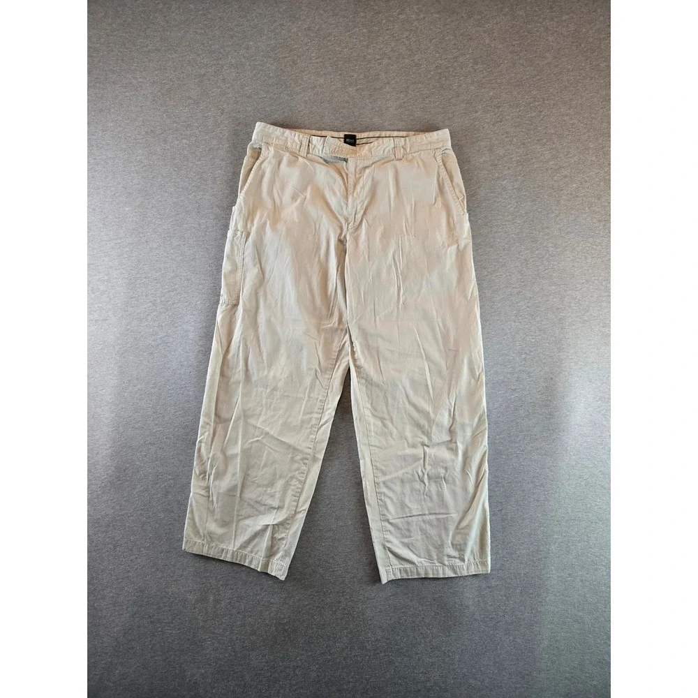 Hugo Boss Golf Huston Pants Mens 36R Beige Cotton Straight Leg Chino Trousers